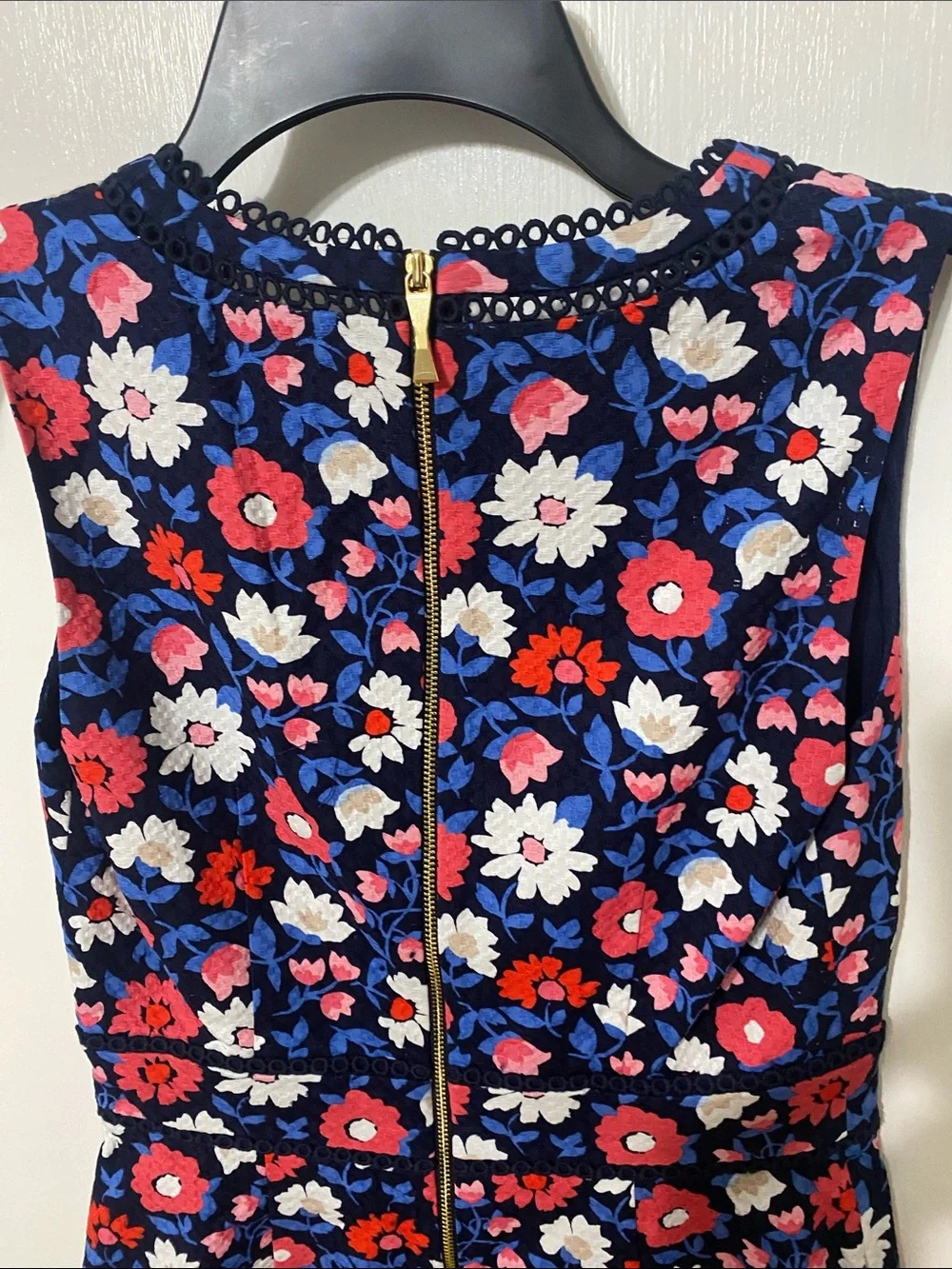 kate spade Navy Floral V-Neck Mini Dress with Red & White Blooms